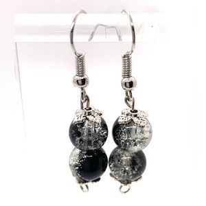 [Black Water] Glass Beaded Earrings